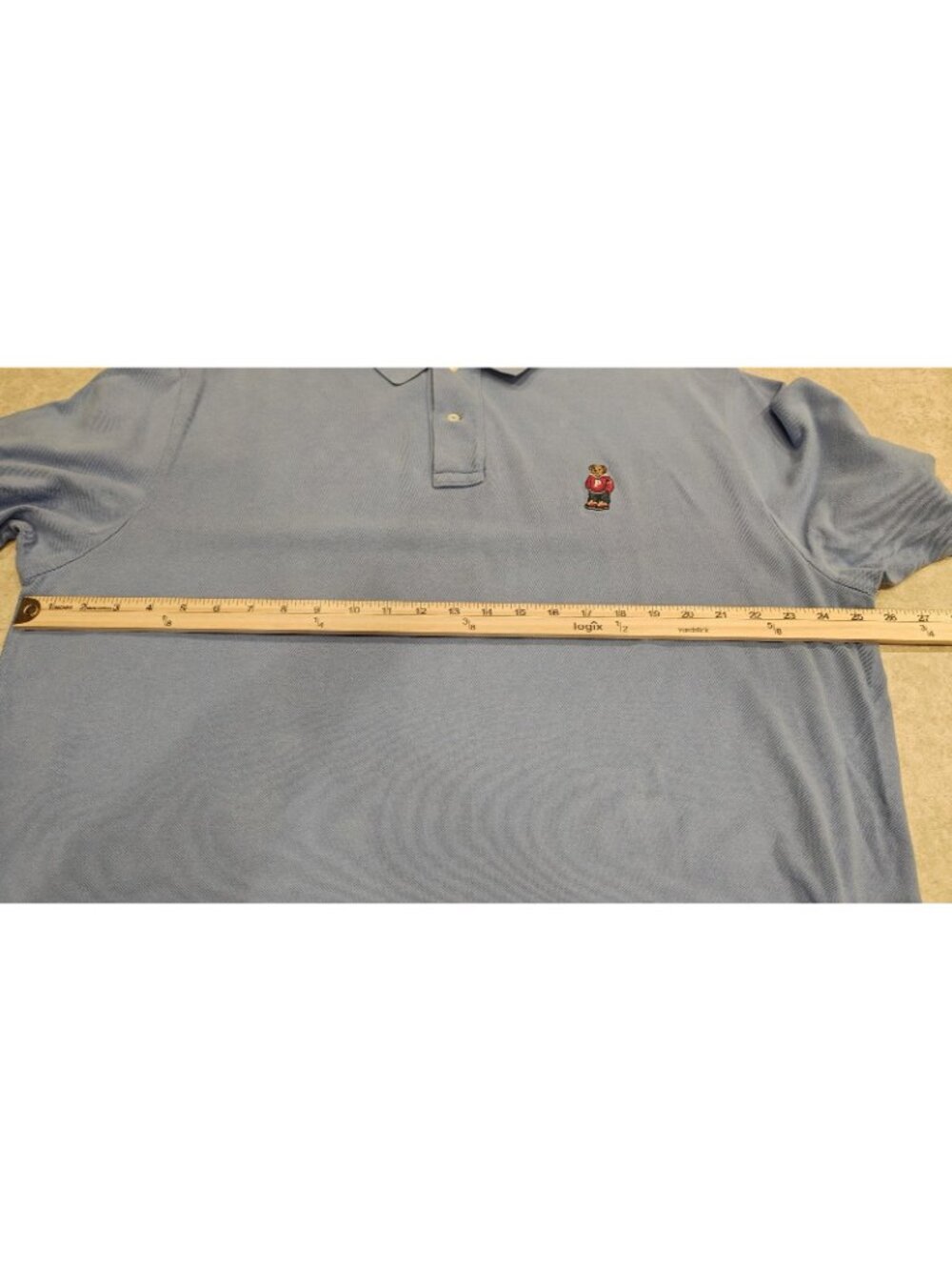 Polo Ralph Lauren Polo Hoodie Bear Shirt Mens 2XL Blue RL 14 Pique Embroidered - Picture 7 of 8